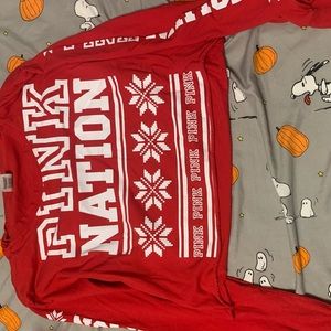 VS pink cropped Christmas long sleeve